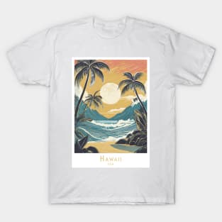 Vintage Hawaii Travel Poster T-Shirt